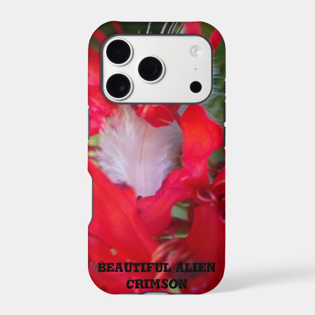 Delicate Beauty | Red Flower with White Feather Ar Case-Mate iPhone Case (Back)