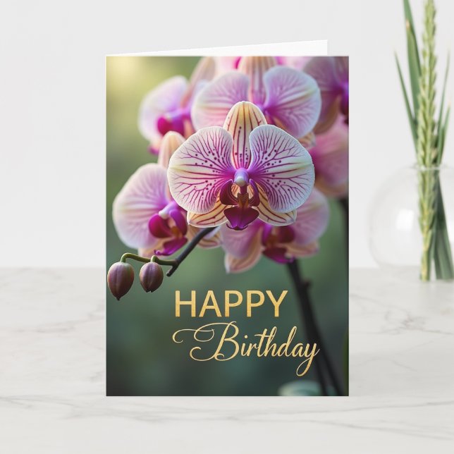 Delicate Birthday Rose Lavender Card (Front)