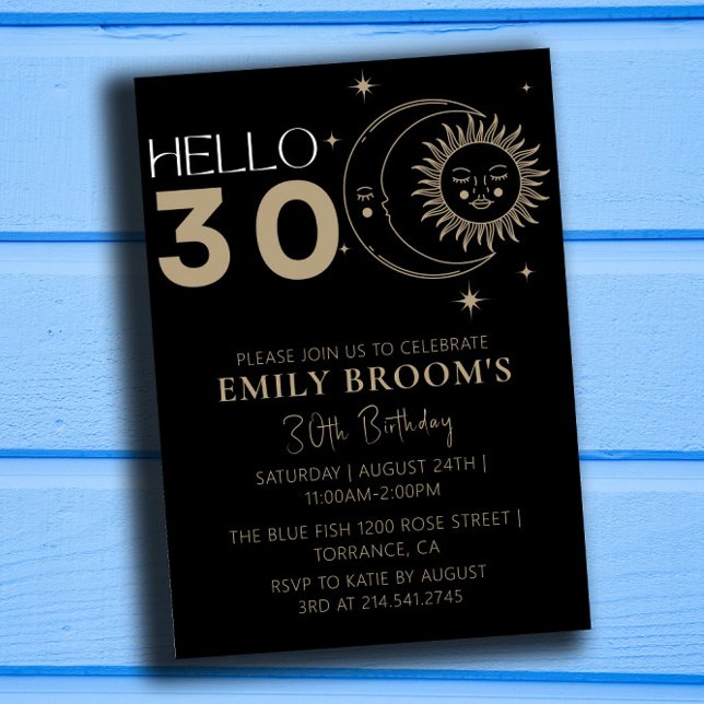 Delicate Black 30th Birthday Party Celebration Invitation (Creator Uploaded)