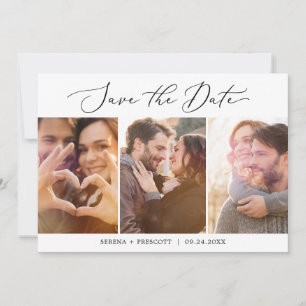 Delicate Black 3 Photo Template Save the Date