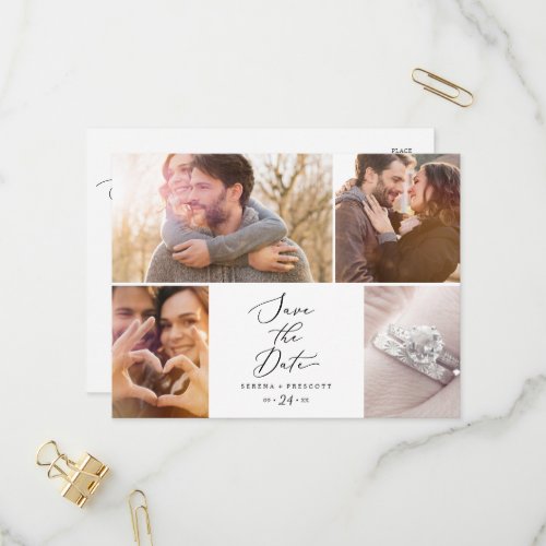 Delicate Black 4 Photo Template Save the Date