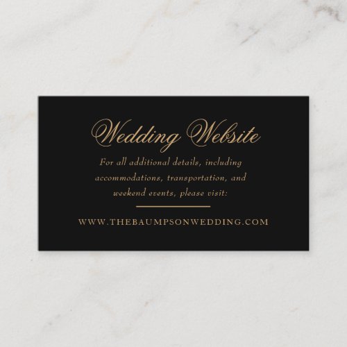 Delicate Black and Gold Script Wedding Website Enclosure Card