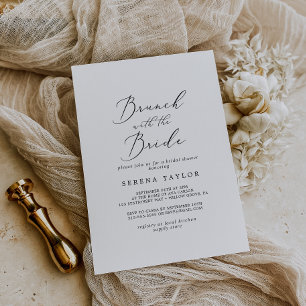 Delicate Black Brunch with the Bride Bridal Shower Invitation