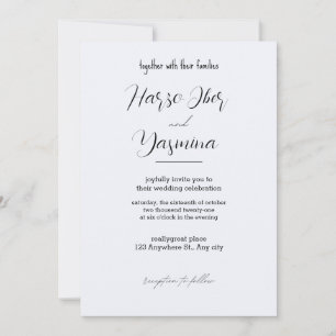 Delicate Black Calligraphy All In One Wedding inv Invitation
