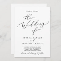 Delicate Black Calligraphy All In One Wedding Invitation