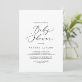 Delicate Black Calligraphy Baby Shower Invitation (Standing Front)