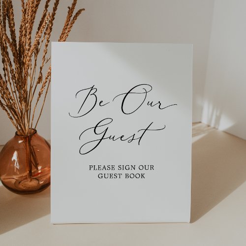 Delicate Black Calligraphy Be Our Guest Book Pedestal Sign