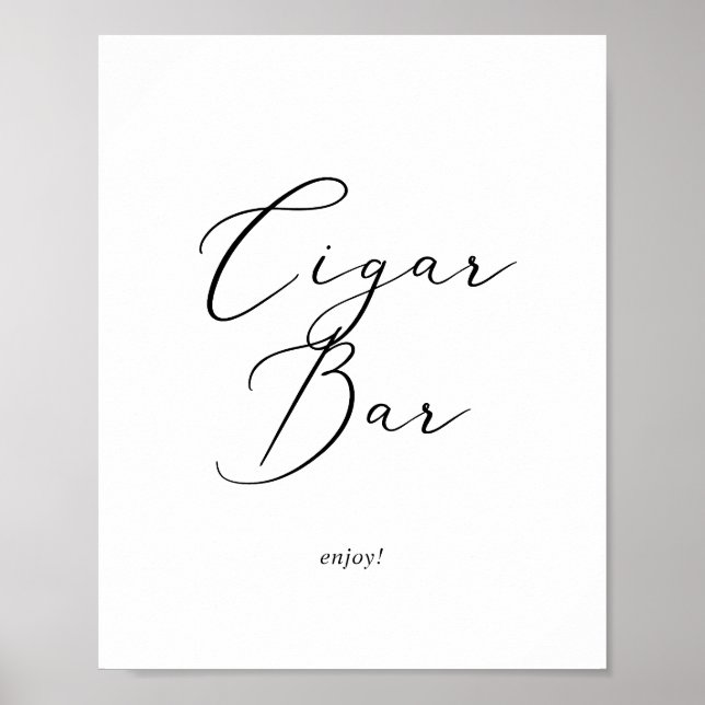 Delicate Black Calligraphy Cigar Bar Sign (Front)