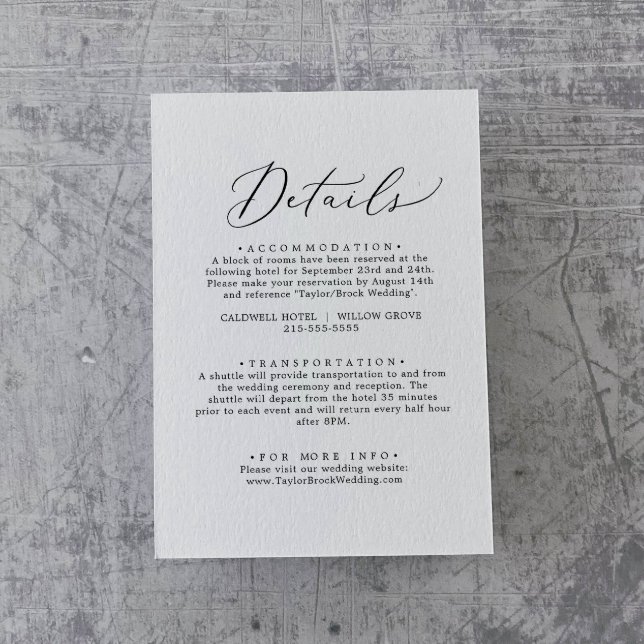 Delicate Black Calligraphy Details Enclosure Card (Creator Uploaded)