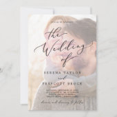 Delicate Black Calligraphy | Faded Photo Wedding I Invitation (Front)
