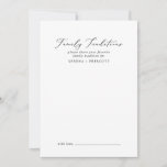 Delicate Black Calligraphy Family Traditions Advice Card<br><div class="desc">This delicate black calligraphy family traditions advice card is perfect for a modern wedding and can be used for any event. The romantic minimalist design features lovely and elegant black typography on a white background with a clean and simple look. These advice cards can be used as a guestbook alternative...</div>