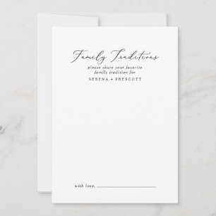 Delicate Black Calligraphy Family Traditions Advice Card