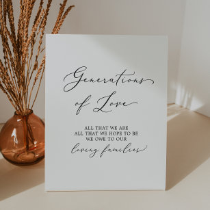Delicate Black Calligraphy Generations of Love Pedestal Sign
