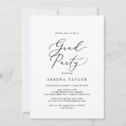 Delicate Black Calligraphy Grad Party