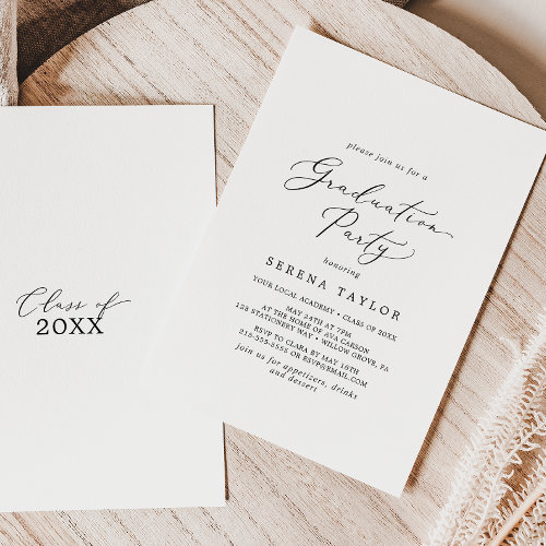 Delicate Black Calligraphy Graduation Party