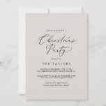 Delicate Black Calligraphy Greige Christmas Party Invitation<br><div class="desc">This delicate black calligraphy greige Christmas party invitation card is perfect for a modern holiday event. The romantic minimalist design features lovely and elegant black typography on a gray beige background with a clean and simple look.</div>