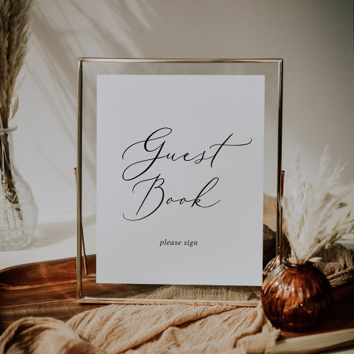 Delicate Black Calligraphy Guest Book Sign