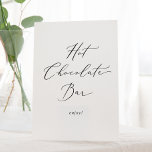 Delicate Black Calligraphy Hot Chocolate Bar Pedestal Sign<br><div class="desc">This delicate black calligraphy hot chocolate bar pedestal sign is perfect for a modern wedding. The romantic minimalist design features lovely and elegant black typography on a white background with a clean and simple look.</div>
