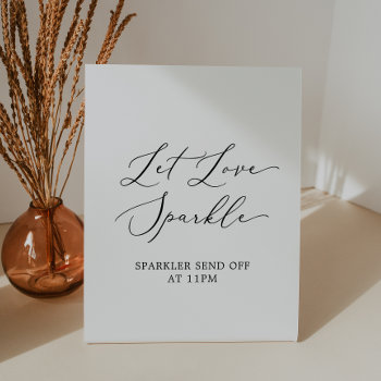 Delicate Black Calligraphy Let Love Sparkle Pedestal Sign by FreshAndYummy at Zazzle