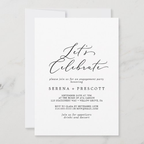 Delicate Black Calligraphy Let's Celebrate