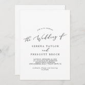 Simple Modern Black White Monogram Wedding Invitation