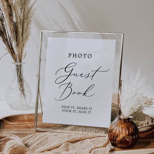 Delicate Black Calligraphy Photo Guest Book Poster
