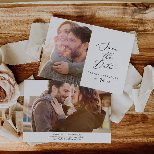Delicate Black Calligraphy Photo Save The Date