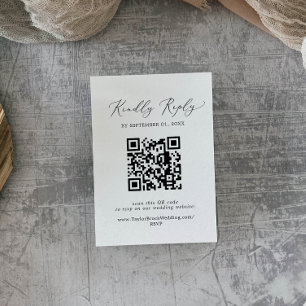 Delicate Black Calligraphy QR Code RSVP Enclosure Card