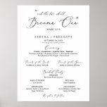 Delicate Black Calligraphy Quote Wedding Program Poster<br><div class="desc">This delicate black calligraphy quote wedding program poster is perfect for a modern wedding. The romantic minimalist design features lovely and elegant black typography on a white background with a clean and simple look. Include the name of the bride and groom, the wedding date and location, order of service, names...</div>