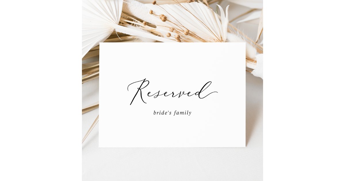 Delicate Black Calligraphy Reserved Sign | Zazzle