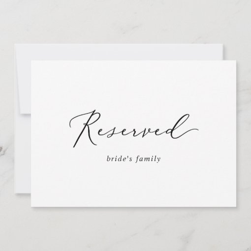 Delicate Black Calligraphy Reserved Sign | Zazzle