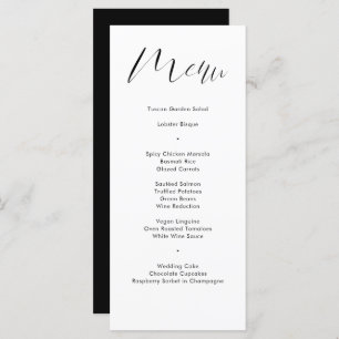 Delicate Black Calligraphy Script Wedding Menu