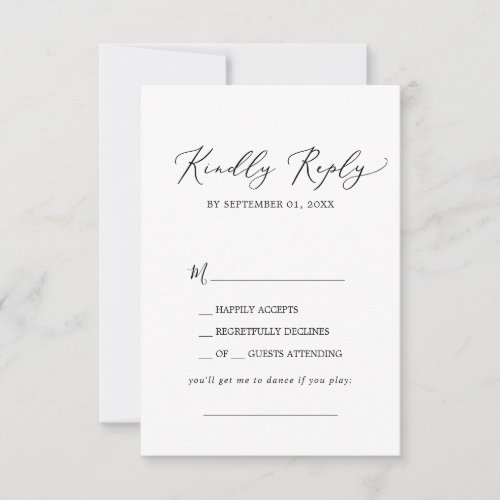 Delicate Black Calligraphy Song Request RSVP Card