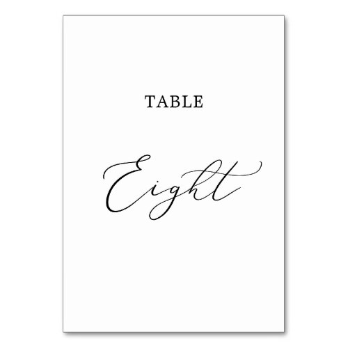 Delicate Black Calligraphy Table Eight Table Number