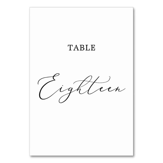 Delicate Black Calligraphy Table Eighteen Number (Front)