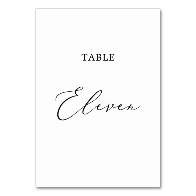 Delicate Black Calligraphy Table Eleven Table Number (Front)