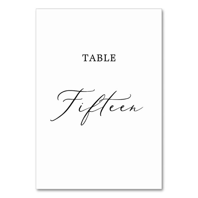 Delicate Black Calligraphy Table Fifteen Table Number (Front)