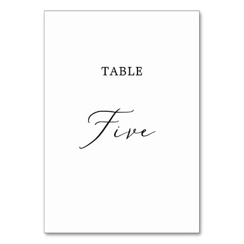 Delicate Black Calligraphy Table Five Table Number