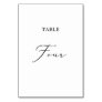 Delicate Black Calligraphy Table Four Table Number