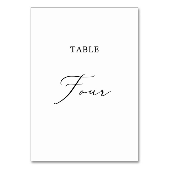 Delicate Black Calligraphy Table Four Table Number (Front)