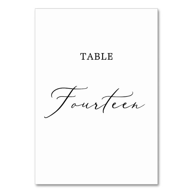 Delicate Black Calligraphy Table Fourteen Number (Front)