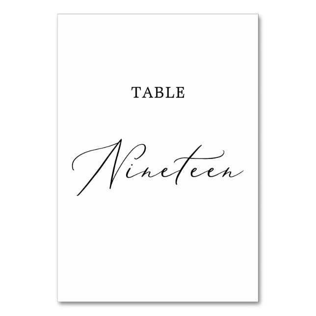 Delicate Black Calligraphy Table Nineteen Table Number (Front)