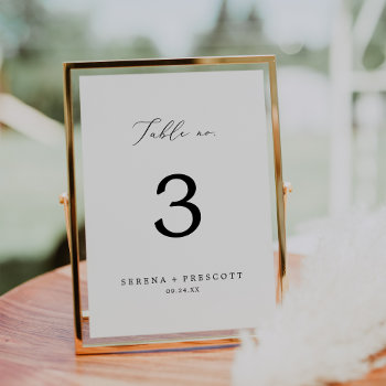 Delicate Black Calligraphy Table Number by FreshAndYummy at Zazzle