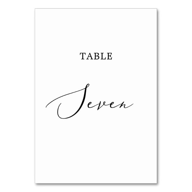 Delicate Black Calligraphy Table Seven Table Number (Front)