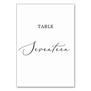 Delicate Black Calligraphy Table Seventeen Table Number
