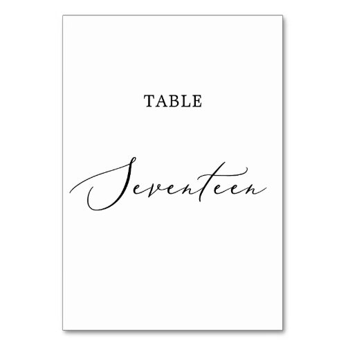 Delicate Black Calligraphy Table Seventeen Table Number