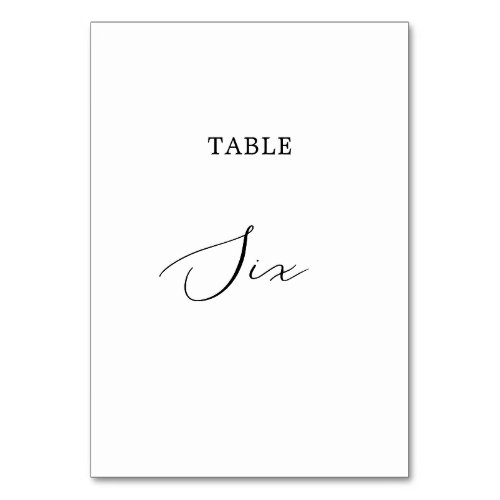 Delicate Black Calligraphy Table Six Table Number