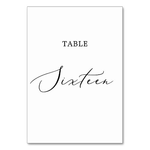 Delicate Black Calligraphy Table Sixteen Table Number