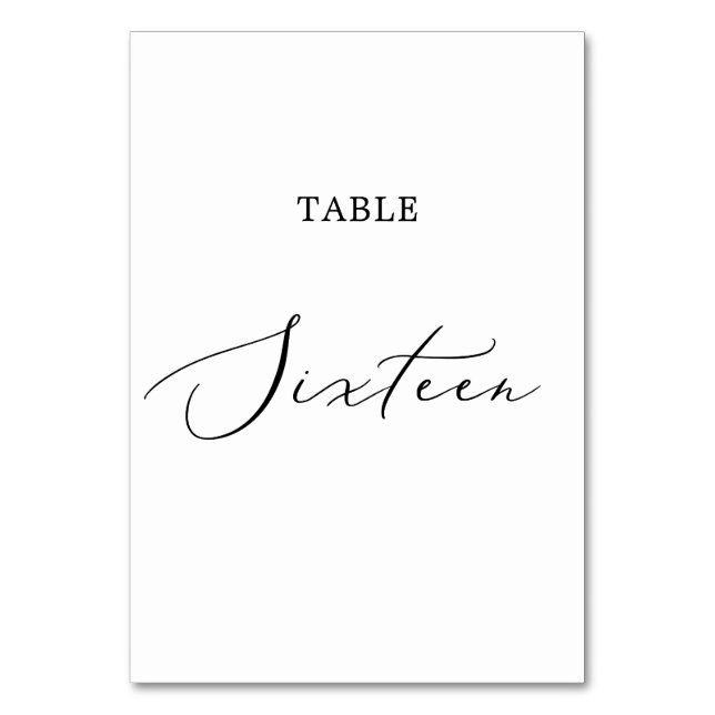 Delicate Black Calligraphy Table Sixteen Table Number (Front)