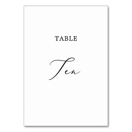 Delicate Black Calligraphy Table Ten Table Number